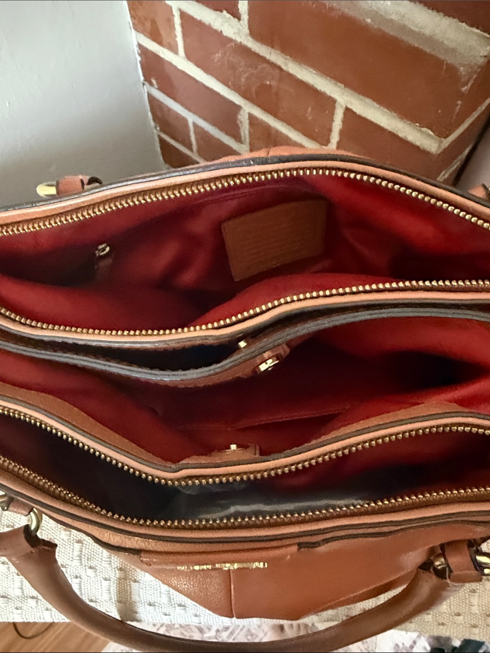 Coach Ashley Gathered Leather Satchel Brown Cognac - Picture 7 of 9